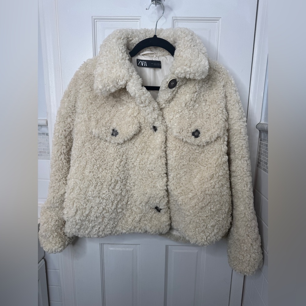 Zara Off-White Teddy Jacket